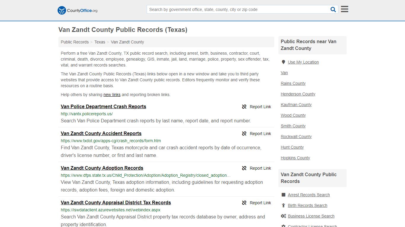 Van Zandt County Public Records (Texas) - County Office