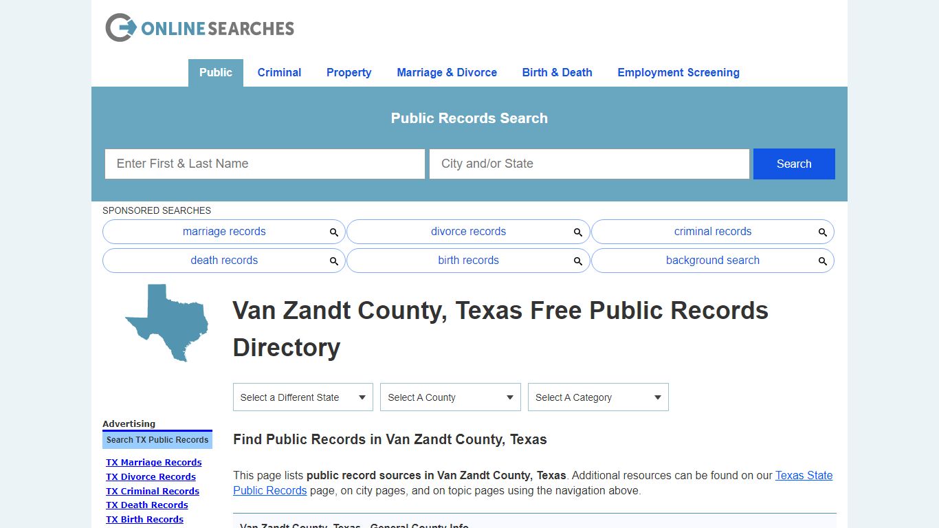 Van Zandt County, Texas Public Records Directory