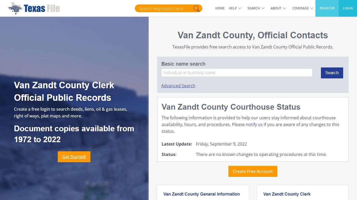 Van Zandt County Clerk Official Public Records | TexasFile