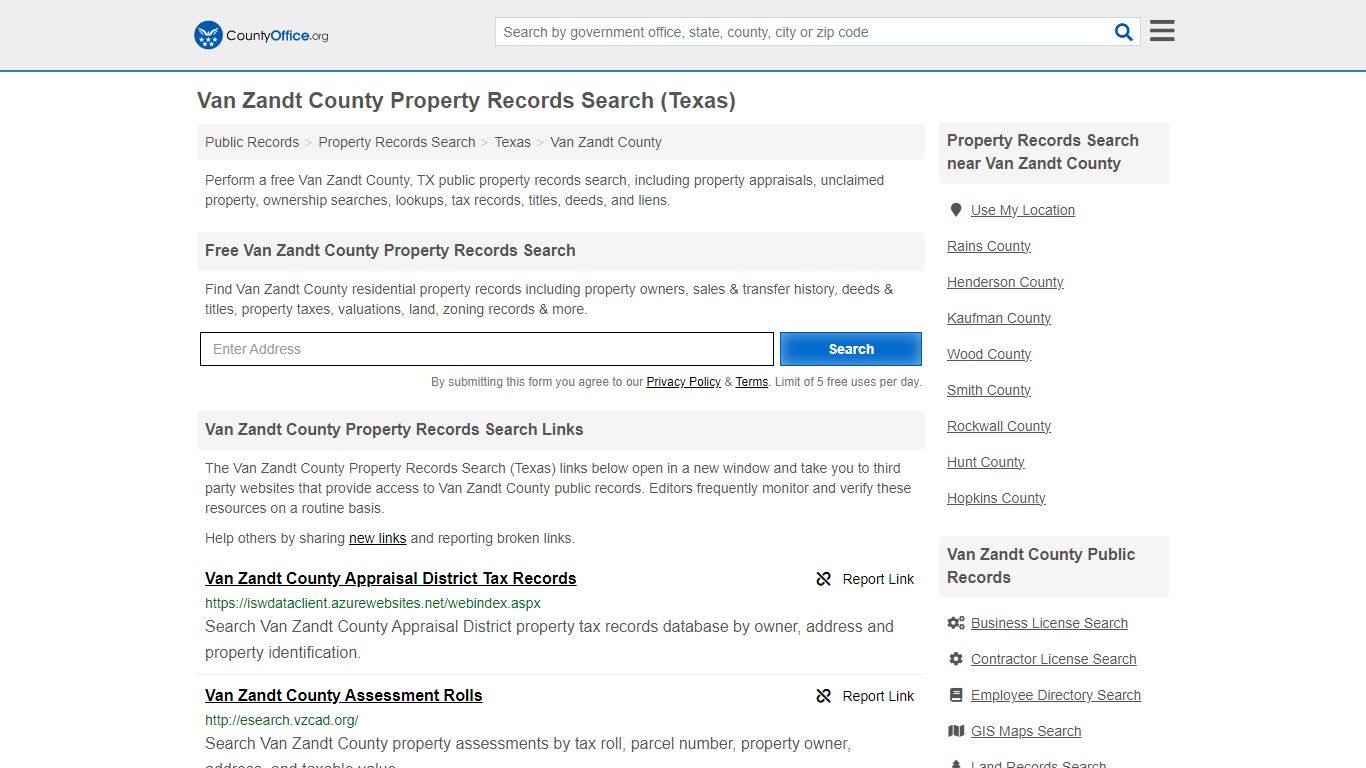 Van Zandt County Property Records Search (Texas) - County Office